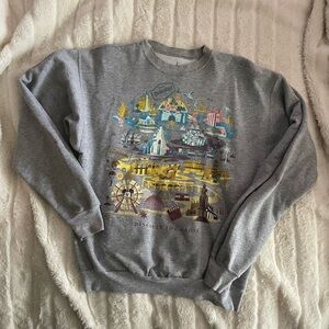 Gray Crewneck Sweater with Disney Graphic Design